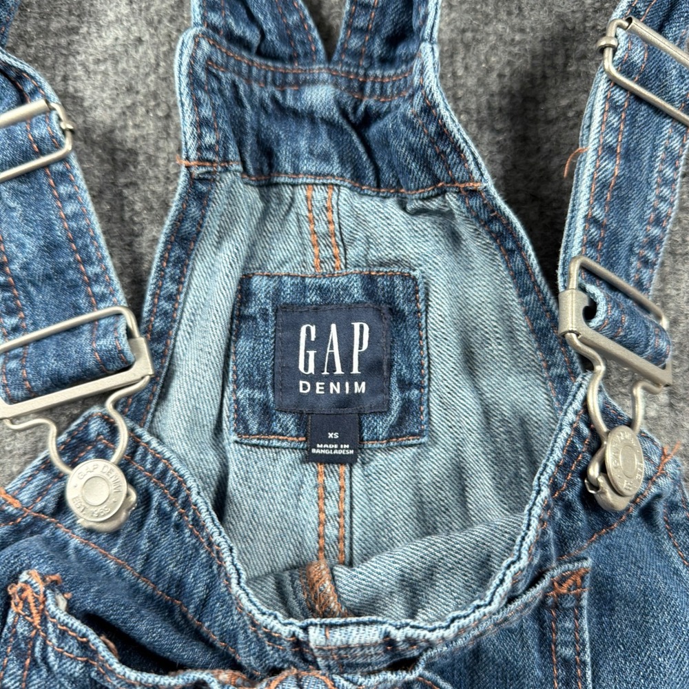 Gap Cropped Slouch Overalls Womens XS Medium Indigo Blue Denim Bib Adjustable - Picture 5 of 15